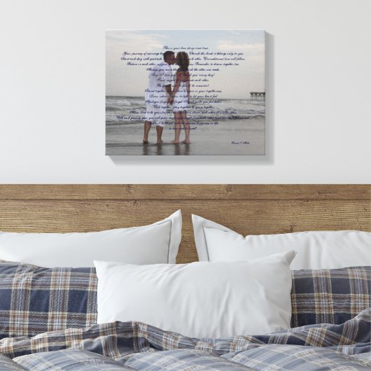 Strand bruiloft "Ik doe" Canvas Afdruk (Insitu (Slaapkamer))