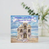 Strand Bruiloft Kaart (Staand voorkant)