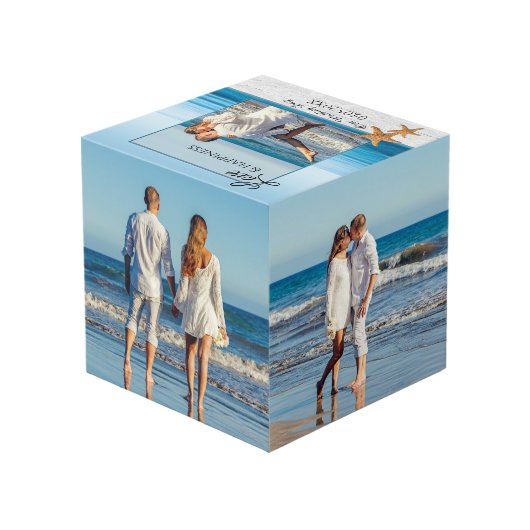 Strand Bruiloft Keepsake Photo Cube Kubus (Achter hoekig)