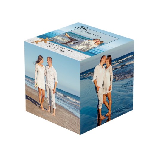 Strand Bruiloft Keepsake Photo Cube Kubus (Voorkant hoekig)