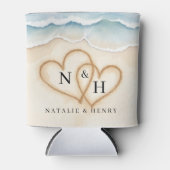 Strand bruiloft Koelbox met zand harten Blikjeskoeler (Voorkant)