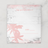 Strand bruiloft koraal palmbomen hout plaats kaart plaatskaartje (Buitenkant ongevouwen)