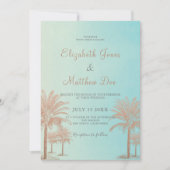 Strand Bruiloft Kust/Oceanside Palm Trees Bruiloft Kaart (Voorkant)