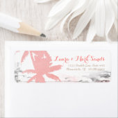 Strand Bruiloft Label Coral Palm Trees Hout (Insitu)