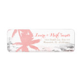 Strand Bruiloft Label Coral Palm Trees Hout (Voorkant)