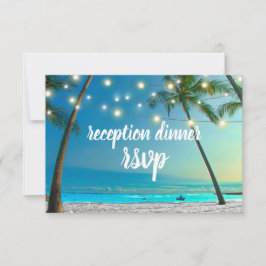 Strand Bruiloft Lichten Palmen Ontvangst Diner RSVP Kaartje