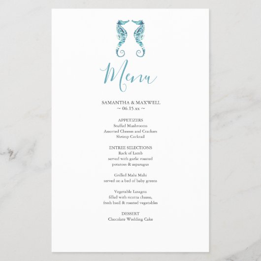 Strand Bruiloft Menu Budget (Voorkant)