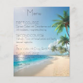 Strand Bruiloft Menu Papier Blad (Voorkant)