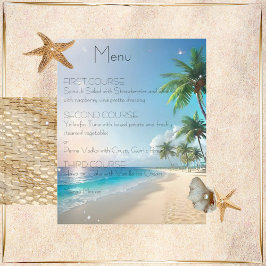 Strand Bruiloft Menu Papier Blad