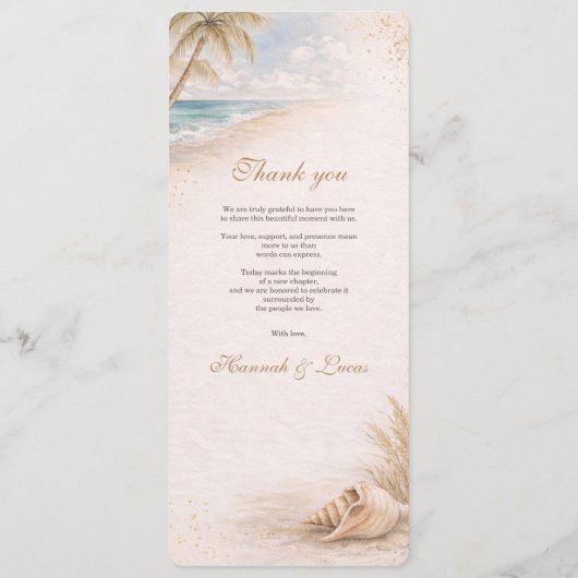 Strand Bruiloft Menu Sjabloon (Achterkant)