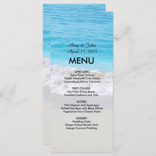 Strand bruiloft menu strand1 (Voorkant / Achterkant)