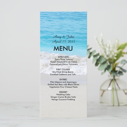 Strand bruiloft menu strand1 (Staand voorkant)