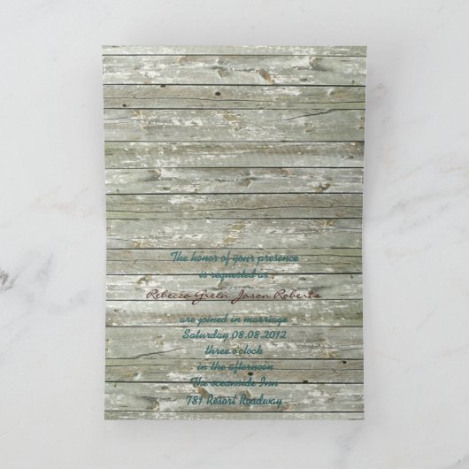 strand bruiloft met een elegant oceaancotten feestdagen kaart (Binnen)