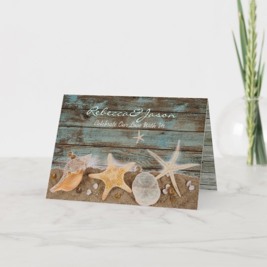 strand bruiloft met een elegant oceaancotten feestdagen kaart (Voorkant)