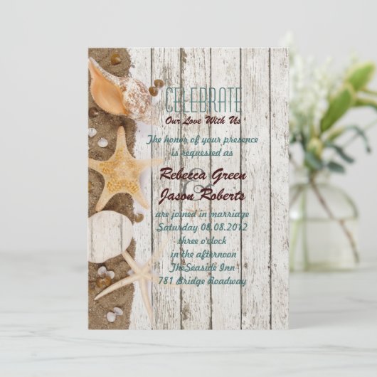 strand bruiloft met een elegant oceaancotten kaart (Staand voorkant)