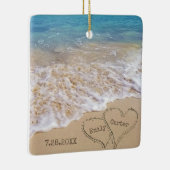 Strand bruiloft met namen en datum keramisch ornament (Rechts)