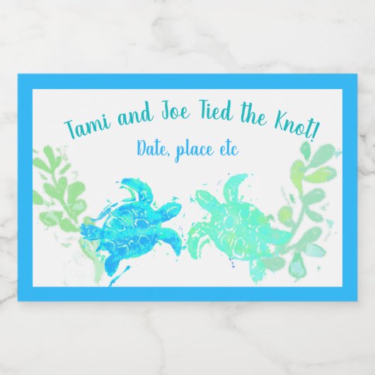 Strand Bruiloft Mini Mousserende Wijnfles Label Sparkling Wijnetiket (Enkel label)