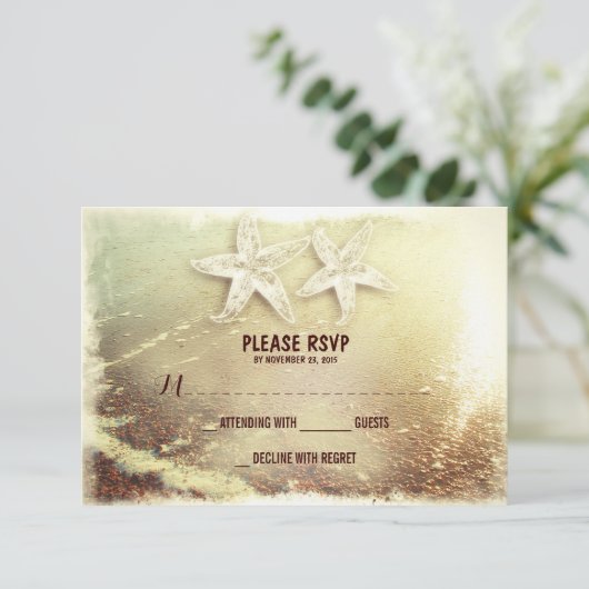 Strand bruiloft moderne romantische bruiloft RSVP  (Staand voorkant)