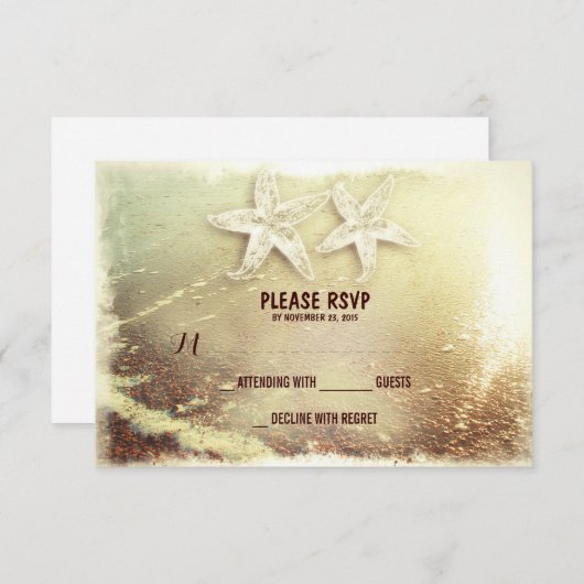 Strand bruiloft moderne romantische bruiloft RSVP (Voorkant / Achterkant)