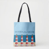 Strand bruiloft Moeder Bruidegom vuurtorens en zee Tote Bag (Voorkant)