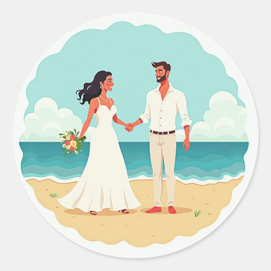 Strand bruiloft moment Sticker (Voorkant)