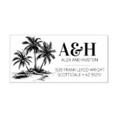 Strand Bruiloft Monogram Elegante Eenvoudige Palmb Zelfinktende Stempel (Design)