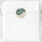 Strand Bruiloft Monstera Palm Favor Ronde Sticker (Tas)