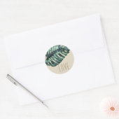 Strand Bruiloft Monstera Palm Favor Ronde Sticker (Envelop)