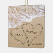 Strand bruiloft namen en datum keramisch ornament (Links)