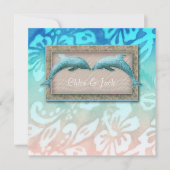 Strand bruiloft nodigen dolfijn Luau feest nautisc Kaart (Voorkant)