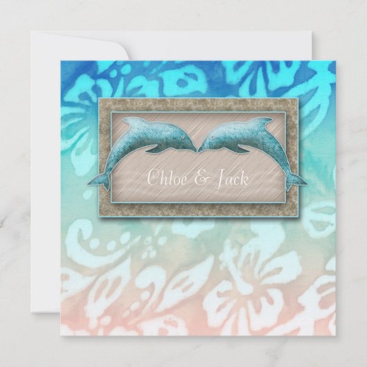 Strand bruiloft nodigen dolfijn Luau feest nautisc Kaart (Voorkant)