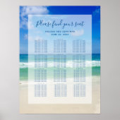 Strand Bruiloft Oceaan Foto 12 Tafel Stoelenkaart Poster (Voorkant)