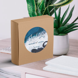 Strand Bruiloft Oceaan Golven Dank Je Waardering Ronde Sticker