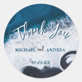 Strand bruiloft oceaan golven dank u waardering ronde sticker (Voorkant)