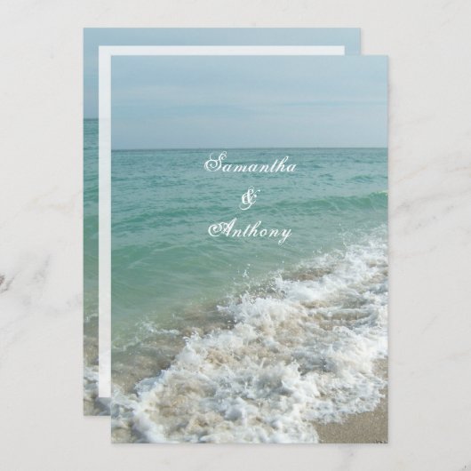 Strand Bruiloft of Bestemming Bruiloft Blauwe Ocea Kaart (Voorkant / Achterkant)