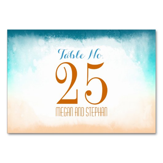 Strand Bruiloft Ombre Tafelnummer Kaarten Plaatska (Achterkant)