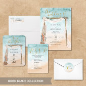 Strand Bruiloft Online RSVP QR Code Informatiekaartje