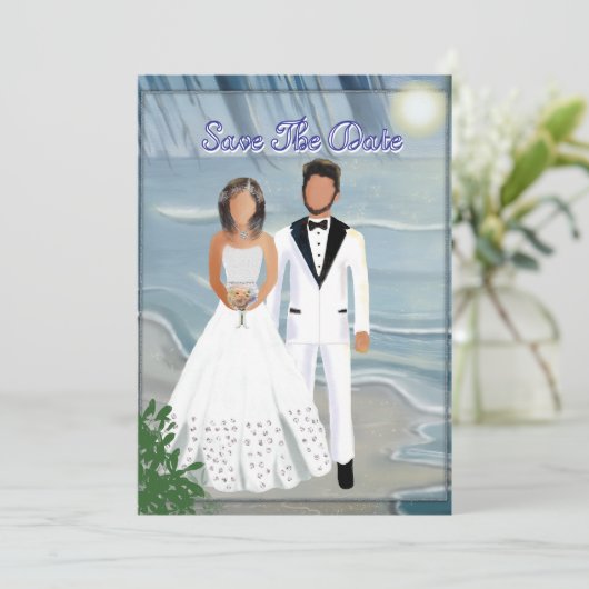 Strand Bruiloft Ontsnapping Save The Date (Staand voorkant)