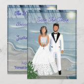 Strand Bruiloft Ontsnapping Save The Date (Voorkant / Achterkant)