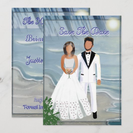 Strand Bruiloft Ontsnapping Save The Date (Voorkant / Achterkant)