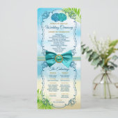 Strand Bruiloft Orde van Ceremonie Entourage Gem B Programmakaart (Staand voorkant)