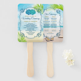 Strand Bruiloft Orde van Ceremonie Entourage Palm Handwaaier