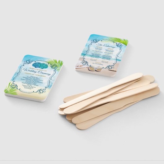 Strand Bruiloft Orde van Ceremonie Entourage Palm Handwaaier (Niet-gemonteerd)