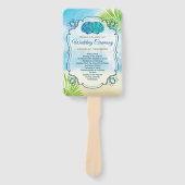 Strand Bruiloft Orde van Ceremonie Entourage Palm Handwaaier (Voorkant)