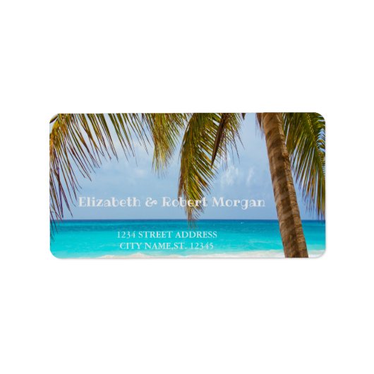 Strand Bruiloft Palm Bruiloft Label (Voorkant)
