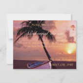 Strand Bruiloft Palmboom, Zonsondergang, Boot Proe Kaart (Voorkant)