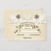strand bruiloft palmen zeesterren zonnestralen bru RSVP kaartje (Voorkant / Achterkant)