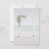 Strand bruiloft prieel bloem decoratie proefavond kaart (Achterkant)