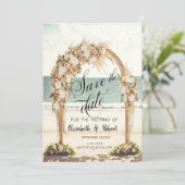 Strand Bruiloft prieel Rozen Bewaar de datum Save The Date (Staand voorkant)