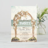 Strand Bruiloft prieel Rozen Glas Bachelorette Kaart (Staand voorkant)